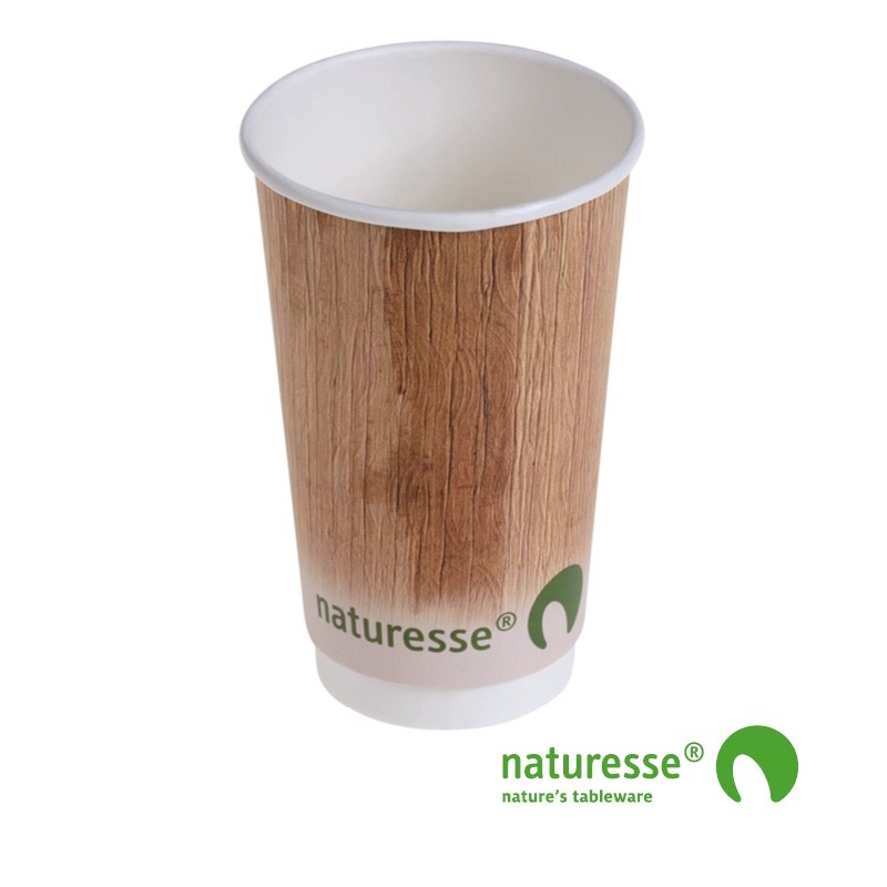 Engangskop i Karton/PLA 4dl double wall m palmebladsmotiv, FSC MIX - 20 stk pk *