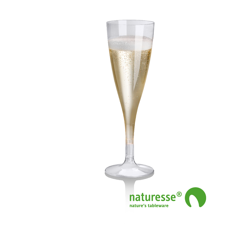 Glas i PLA 100ml "Champagne" 2delt, Ø53 x 150+30mm - 135 stk krt *