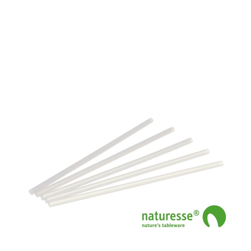 Sugerør i PLA, hvid, 250x8mm - 5000 stk krt