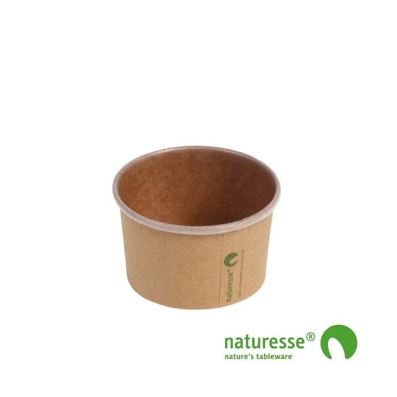 Isbæger i Karton/PLA 100ml i brunt design, FSC MIX - 50 stk pk *