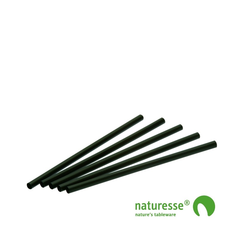 Sugerør i PLA, cocktail, 8x150mm, sort, 500 stk pk