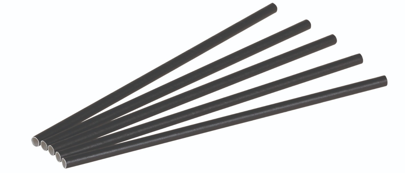 Pap, Sugerør sort, 8x230mm i dispenserbox - 250 stk pk