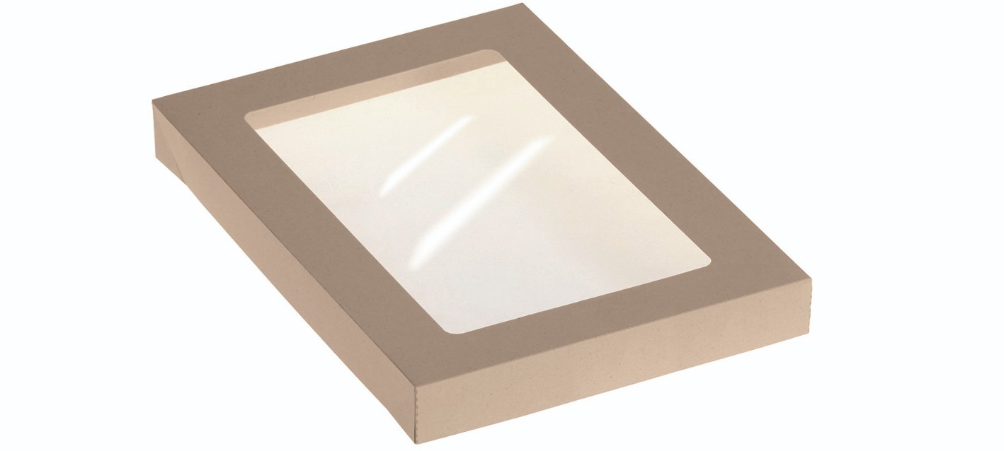 Bambuskarton, låg m PLA rude til takeaway box 19609 - 50 stk pk