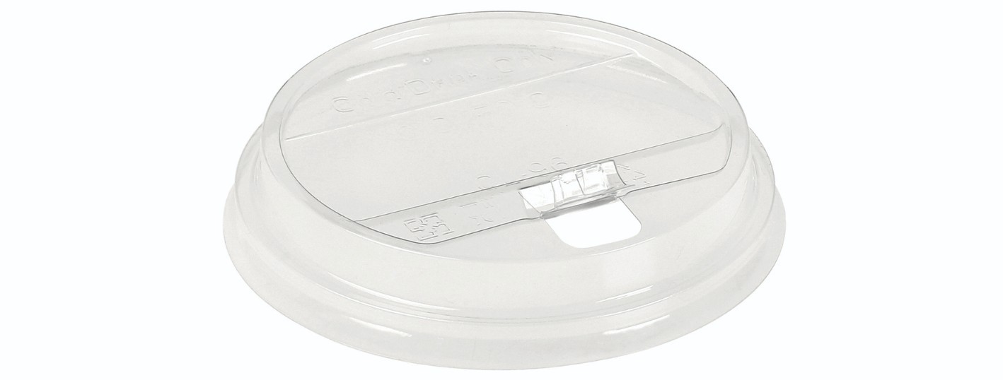 PLA låg, m hængslet åbningstap, Ø 96mm - 100 stk pk