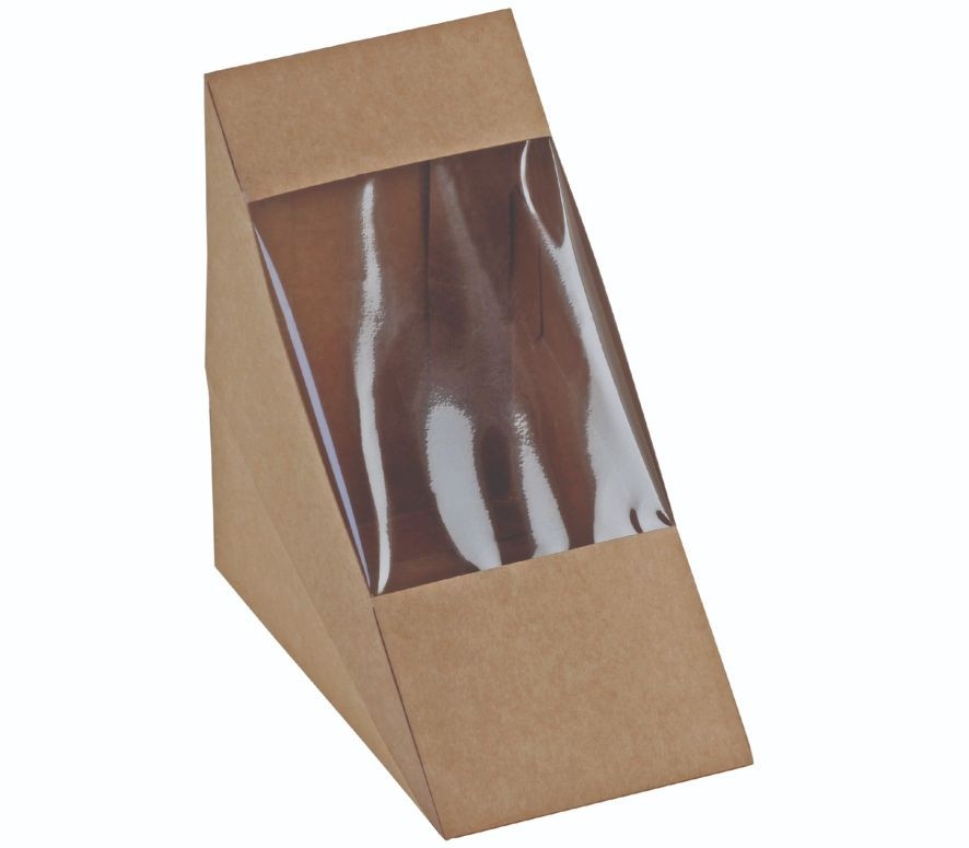 Karton/PLA kraft sandwich m PLA vindue 125x72mm - 25 stk krt