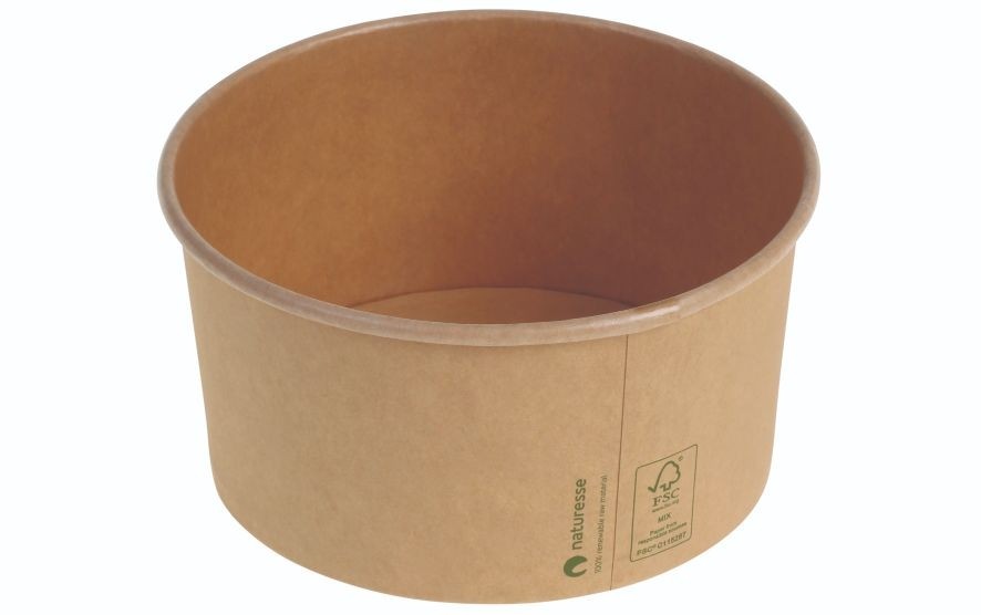 Karton/PLA / natur, Salat bæger Ø150x78mm, 1.000ml, FSC MIX - 300 stk krt