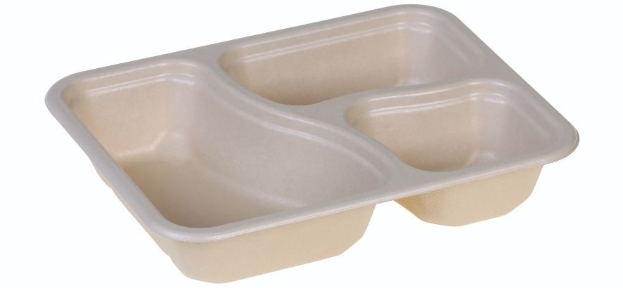 Menutray 227x178x45mm, 3-comp, nature bio-laminated - 250 stk krt