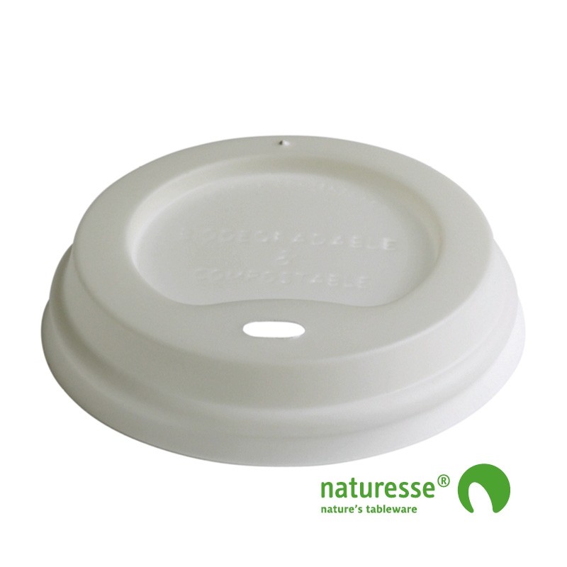 Engangskop i Karton/PLA 2dl - CPLA domlåg til bægrer Ø 80mm - 50 stk pk