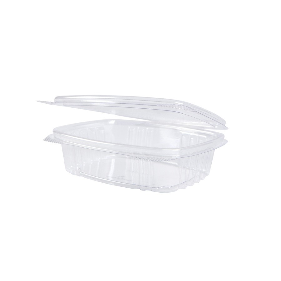 PLA bøtte, 250 ml, hængslet låg, rektangulær - 200 stk krt