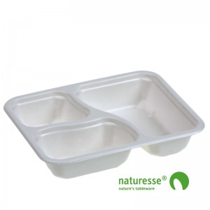 Bakke i sukkerrørsfiber/biolamineret "Menu" 3 rum - 125 stk pk