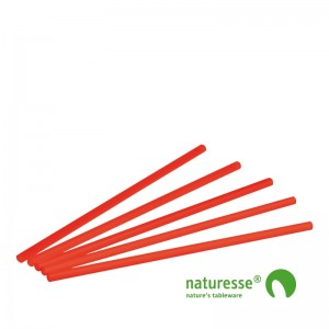 Sugerør i PLA, rød, 250x6,5mm - 5.000 stk krt