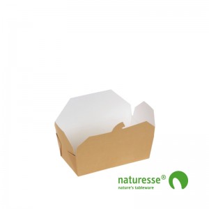 Take-Away Box i Karton/PLA, 152x120x65mm, 1.400ml, FSC MIX - 20 stk pk