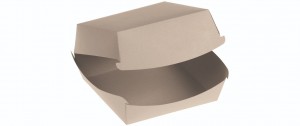 Bambuskarton, Burgerbox PLA coated m hængslet låg, 120x110x80mm - 200 stk krt