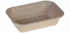 Tray rectangular 1000ml , 229x153x57mm, nature, PBAT lamination - 125 stk pk