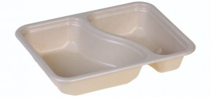 Menutray 227x178x45mm, 2-comp,nature bio-laminated - 125 stk krt