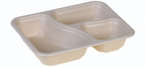 Menutray 227x178x45mm, 3-comp, nature bio-laminated - 125 stk krt