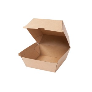 Burger boks, takeaway, 16x17x10 cm, kraft karton, brun - 200 stk krt