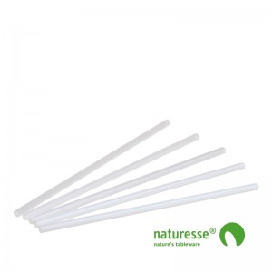 Sugerør i PLA, hvid, 250x6 mm - 500 stk pk