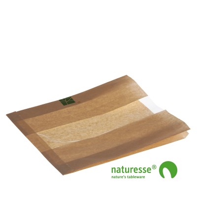 Sandwichpose m vindue i PaperWise/PLA, 270x260x2x35mm - 500 stk krt