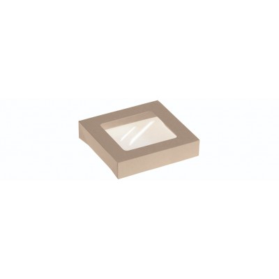 Bambuskarton, låg m PLA rude til takeaway box 19603 - 400 stk krt