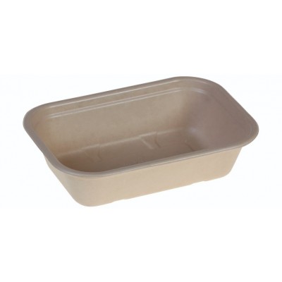 Tray rectangular 1000ml , 229x153x57mm, nature, PBAT lamination - 125 stk pk