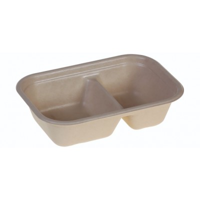 Tray rectangular 420/250ml, 229x153x57mm, 2-comp., PBAT lamination - 250 stk krt