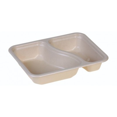 Menutray 227x178x45mm, 2-comp,nature bio-laminated - 125 stk krt
