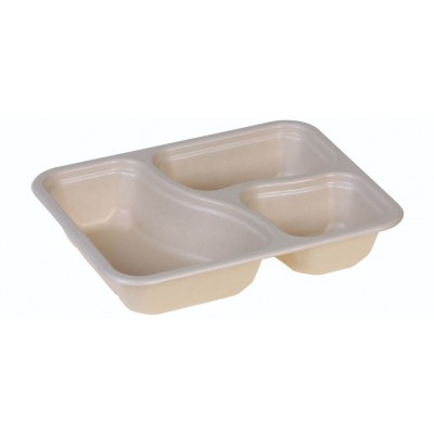 Menutray 227x178x45mm, 3-comp, nature bio-laminated - 250 stk krt