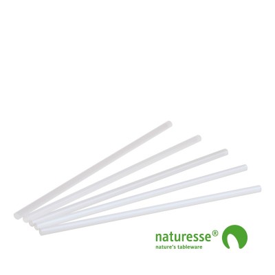 Sugerør i PLA, hvid, 250x6 mm - 500 stk pk