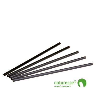 Sugerør i PLA, sort, 250x6 mm - 5.000 stk krt