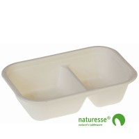 Bakke i sukkerrørsfiber/biolamineret 1000ml 2 rum - 125 stk pk