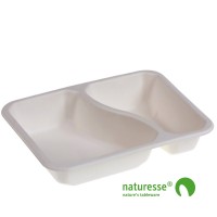 Bakke i sukkerrørsfiber/biolamineret "Menu" 2 rum - 250 stk krt