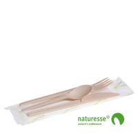 Bestiksæt i CPLA beige 4 dele i biopose - 250 stk krt *
