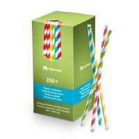 Pap, Sugerør 6x200mm, assorterede farver, FSC MIX - 250 stk pk