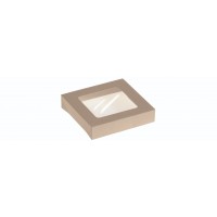 Bambuskarton, låg m PLA rude til takeaway box 19603 - 400 stk krt