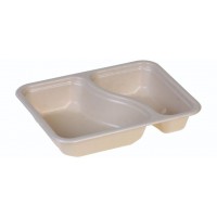 Menutray 227x178x45mm, 2-comp,nature bio-laminated - 250 stk krt