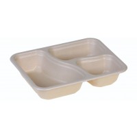 Menutray 227x178x45mm, 3-comp, nature bio-laminated - 125 stk krt