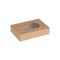 Kraft/PLA, Transportbakke "S" m PLA vindue, 360x250x80mm - 50 stk krt