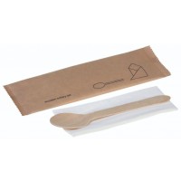 Træ, Sæt 2 dele, ske og serviet, FSC 100% - 1 stk pk*