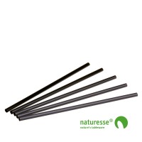Sugerør i PLA, sort, 250x6 mm - 500 stk pk